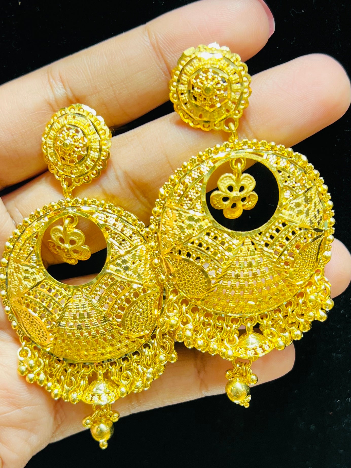 Royal Look Gold Plated Chandbali Jhumka