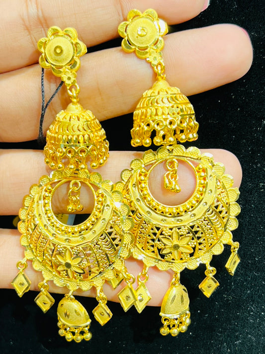 Royal Look Gold Plated Chandbali Jhumka