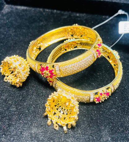 22K Gold Polish Diamond Cut Churi – Premium Designer Bangle (1 Pair)