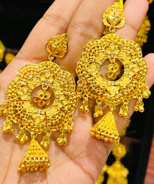 Flower Top Hanging Jhumka | Classic Ethnic Style Mirpur Jewelry City