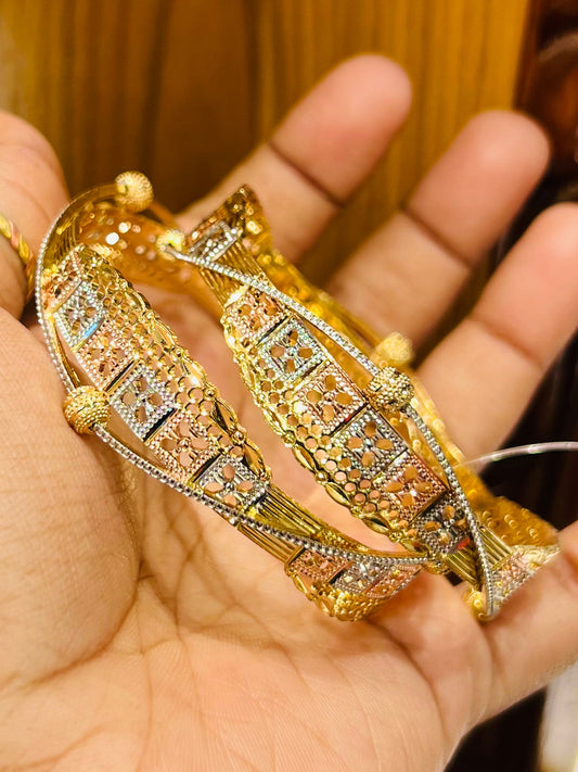 Gold Plated Cutwork Churi Set – Ornate Designer Bangles Mirpur Jewelry City