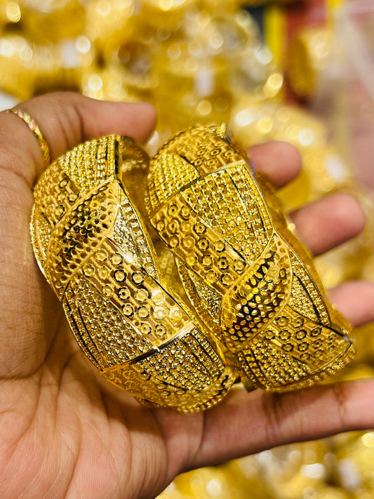 Gold Finish Chur Bangles – Classic Design