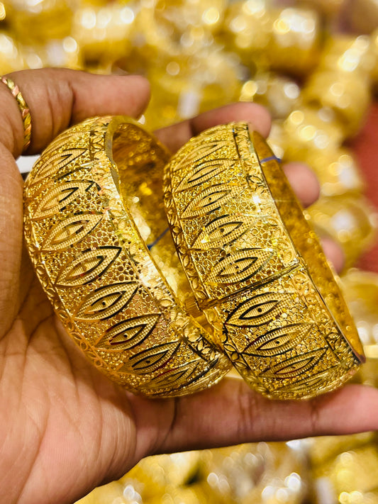 Gold Finish Chur Bangles – Classic Design