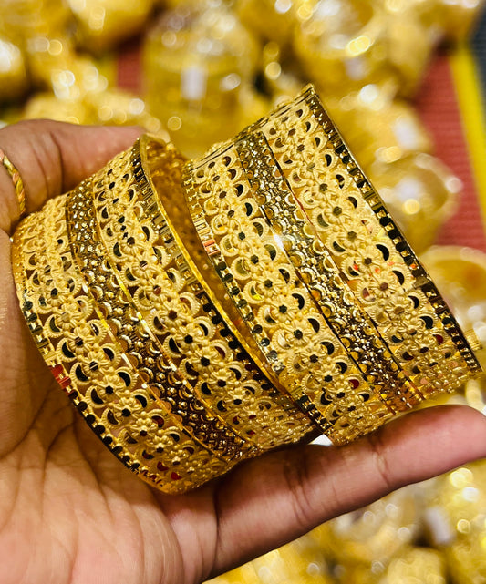 Gold Finish Chur Bangles – Classic Design