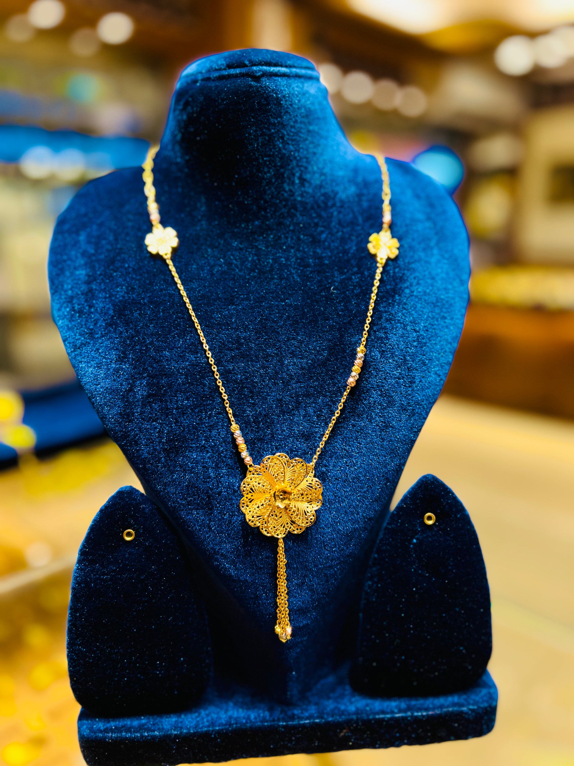 Gold Plated Antique Gold Finish Mop Chain for Women Mirpur Jewelry City