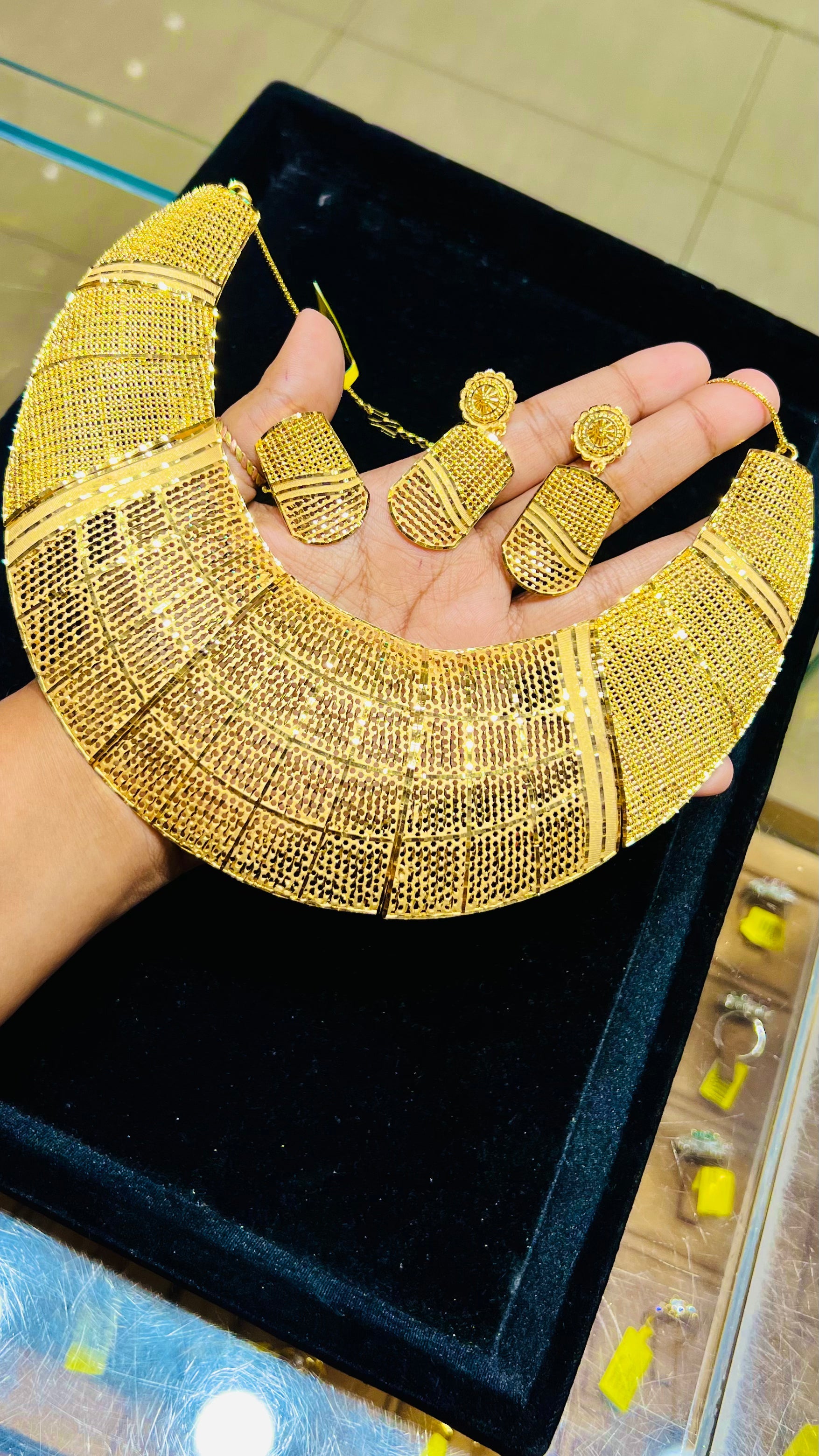Gold Plated Moon Motif Necklace Set – Royal Traditional Jewelry Mirpur Jewelry City