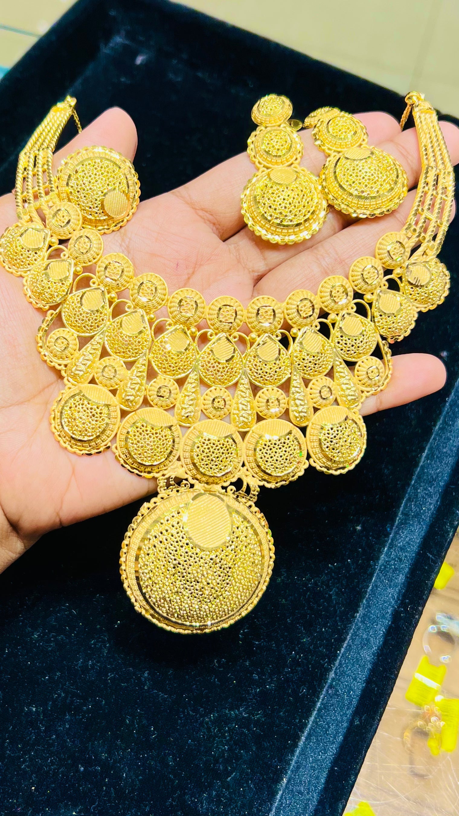 Gold Plated Moon Design Choker Set – Traditional Bridal Jewelry Mirpur Jewelry City