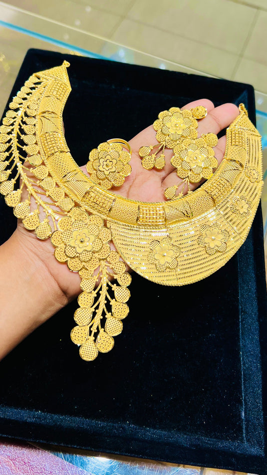 Gold Plated Layered Necklace – Elegant Festive Wear Mirpur Jewelry City