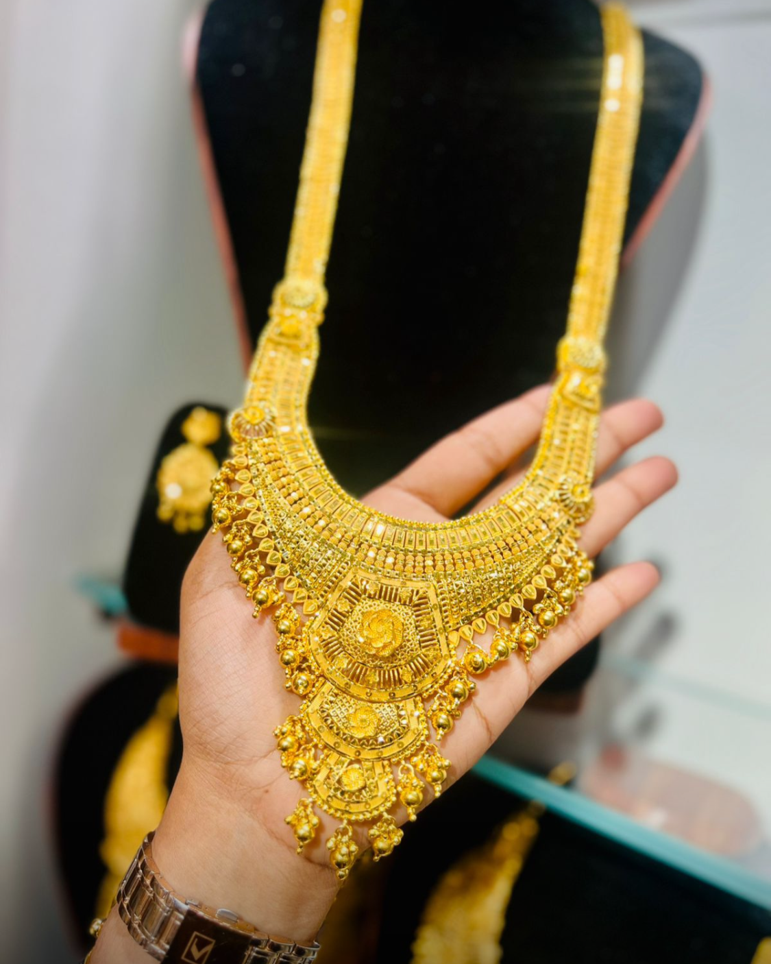 22K Gold Plated Bridal Shita Necklace Set | Bridal Wedding Jewelry Mirpur Jewelry City