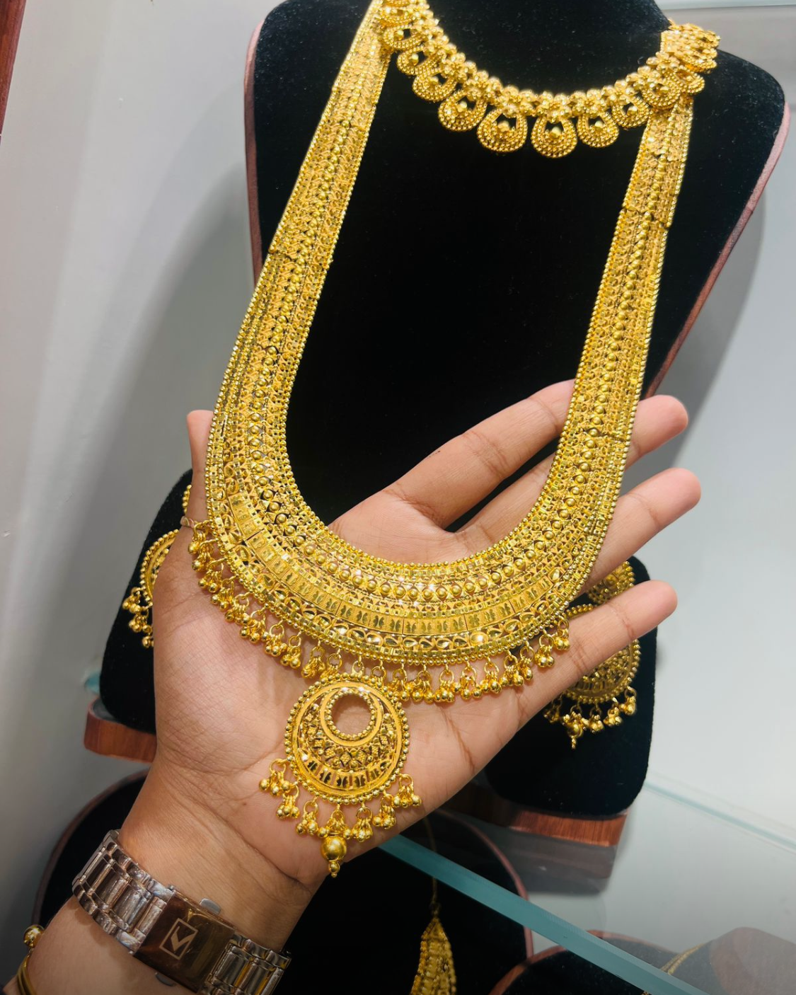 22K Gold Plated Bridal Shita Necklace Set | Bridal Wedding Jewelry Mirpur Jewelry City