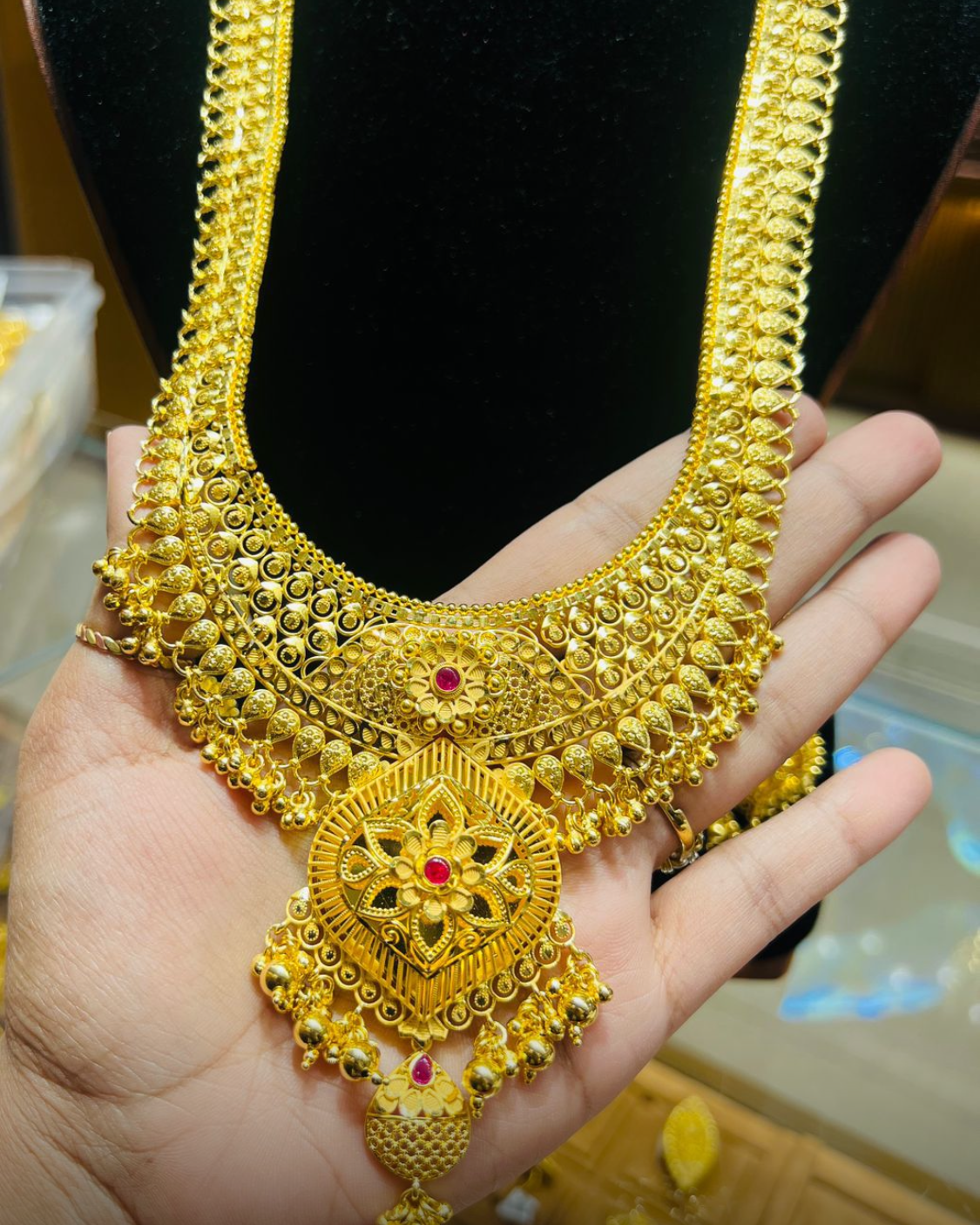 22K Gold Plated Bridal Shita Necklace Set | Bridal Wedding Jewelry Mirpur Jewelry City