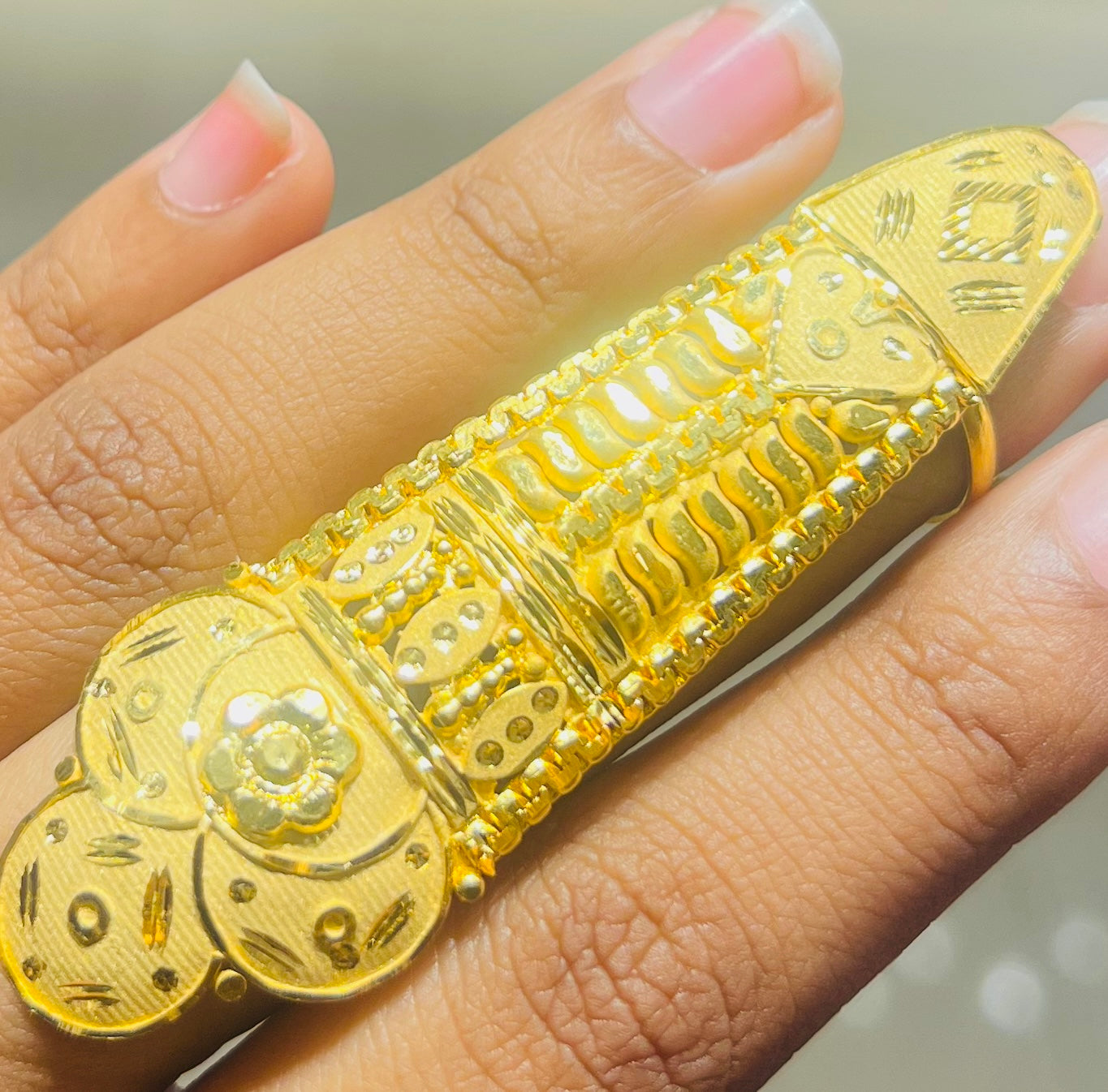 Premium 22K Gold Plated Full Finger Ring Mirpur Jewelry City