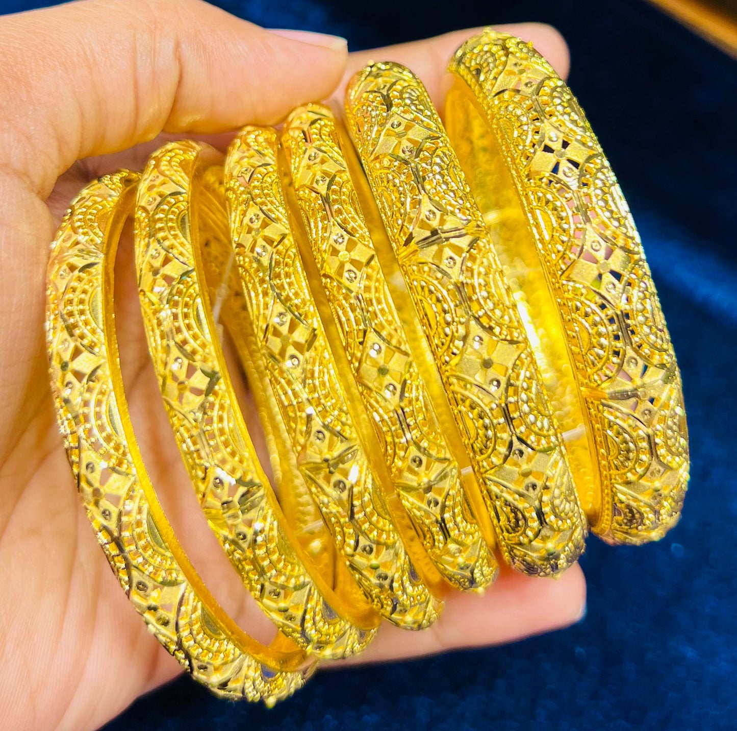 Gold Plated Designer Bangles – Elegant Floral Pattern Churi Set Mirpur Jewelry City