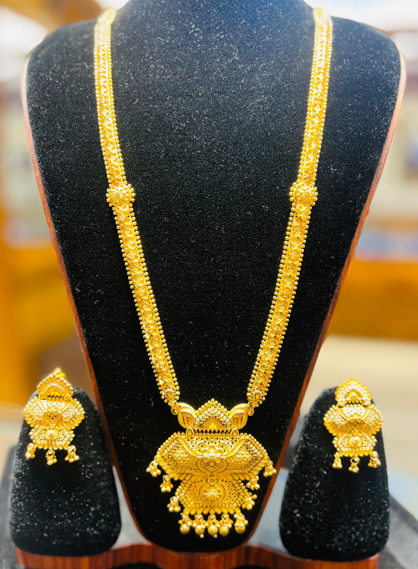 Traditional 22K Gold Polish Shita Har – Premium Long Necklace | Bridal Wear Mirpur Jewelry City