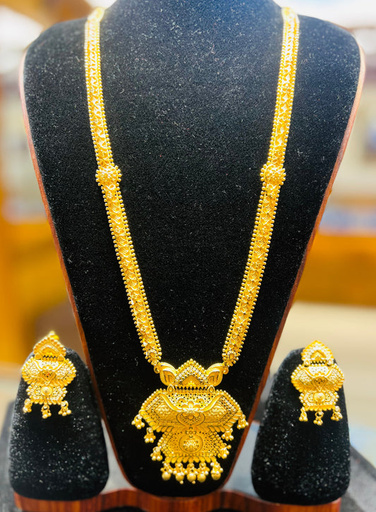 Traditional 22K Gold Polish Shita Har – Premium Long Necklace | Bridal Wear Mirpur Jewelry City