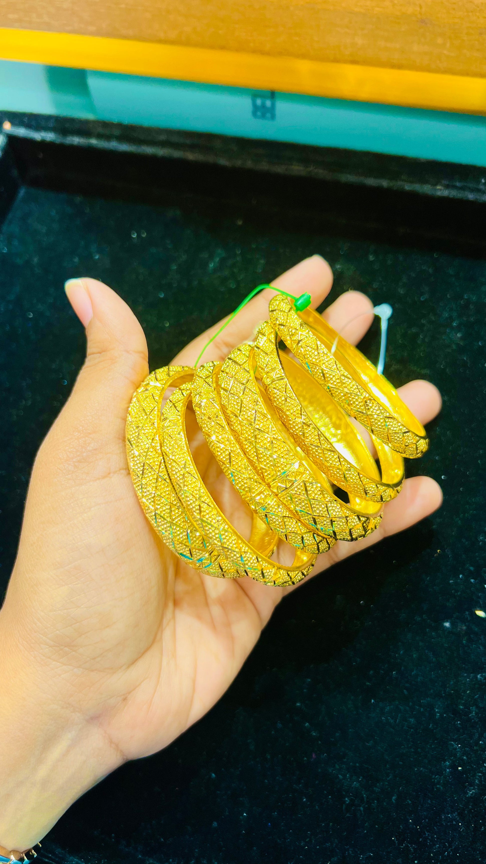 Graceful Gold Plated Churi Set – Beautifully Patterned Traditional Bangles Mirpur Jewelry City