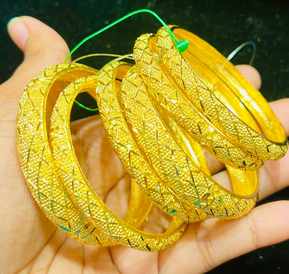 Royal Gold Plated Churi Set – Traditional Hand Bangles with Detailed Work Mirpur Jewelry City