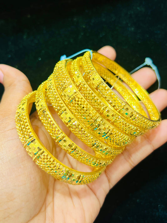Gold Plated Occasion Wear Churi Set – Elegant Bangles with Rich Detailing Mirpur Jewelry City