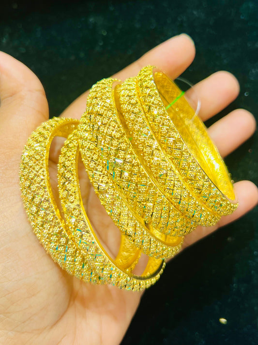 1. Gold Plated Heritage Churi Set – Timeless Designer Bangles for Women Mirpur Jewelry City
