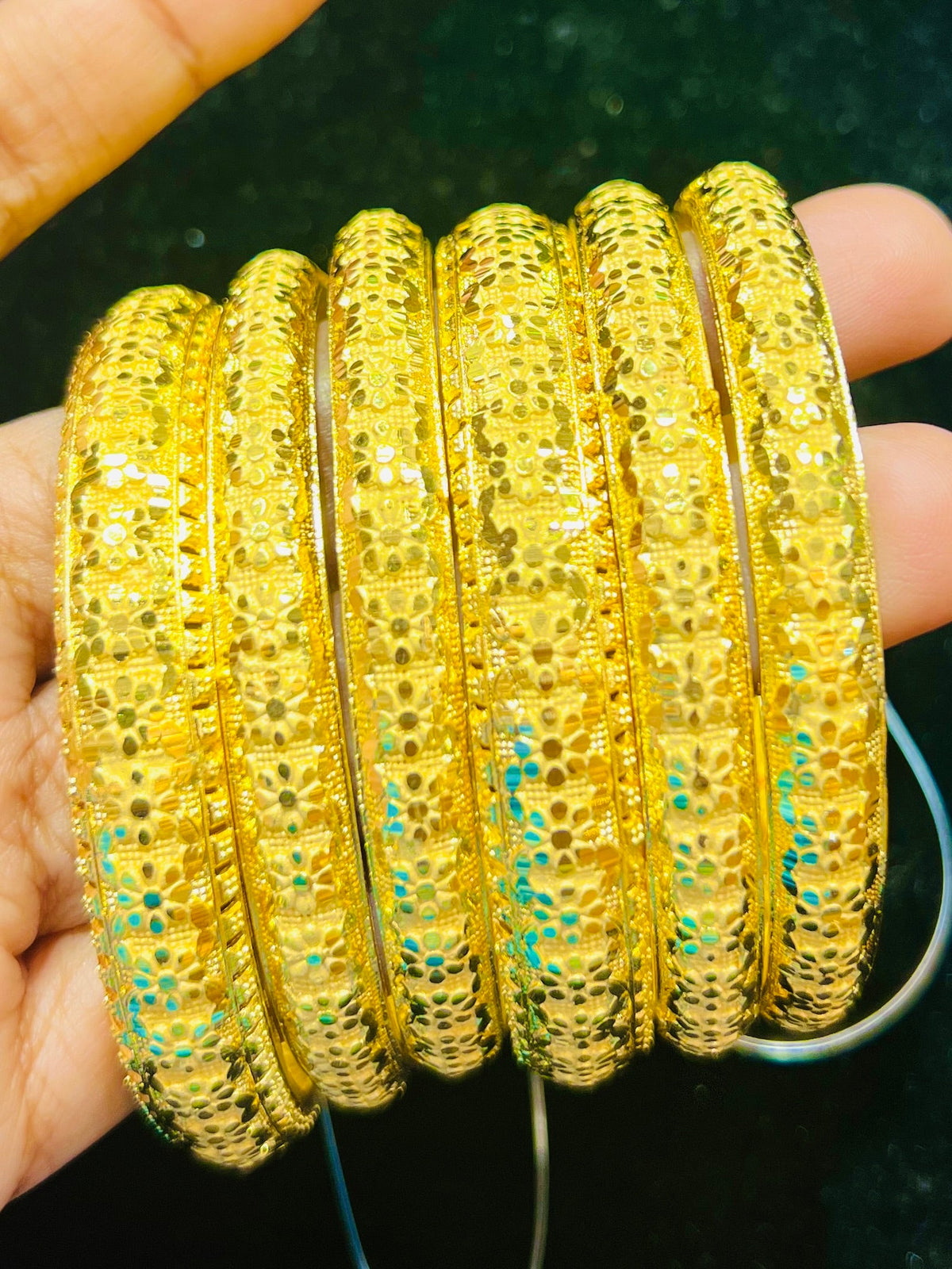 Premium Gold Plated Churi Set – Intricate Floral Pattern Bangles Mirpur Jewelry City