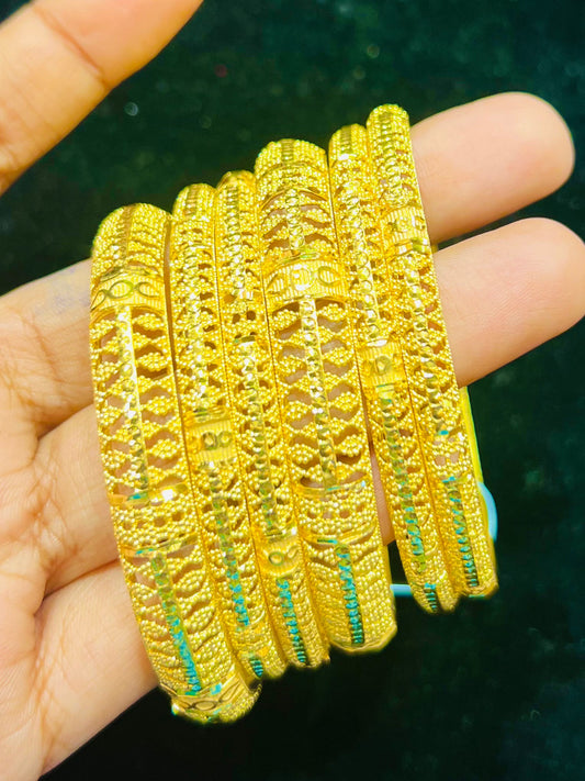 Stylish Gold Plated Churi Set – Intricate Designer Bangles for Women Mirpur Jewelry City