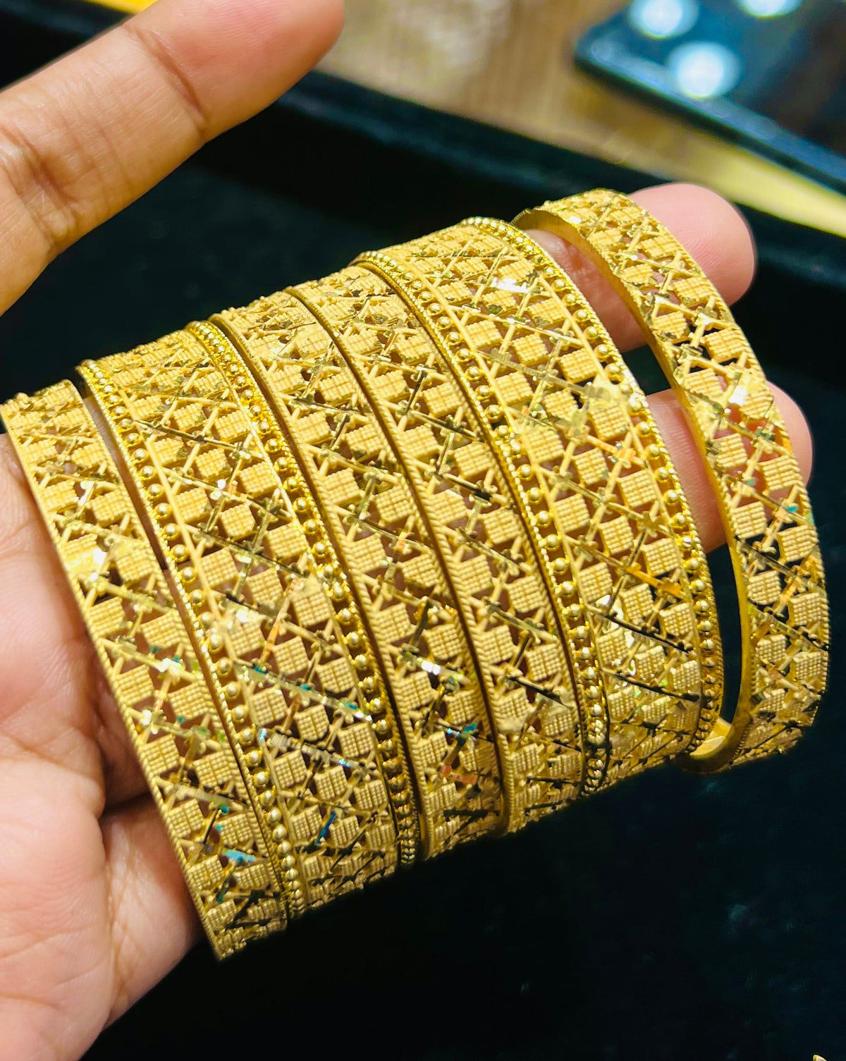 Traditional Gold Plated Churi Set – Beautiful Textured Bangle Design Mirpur Jewelry City