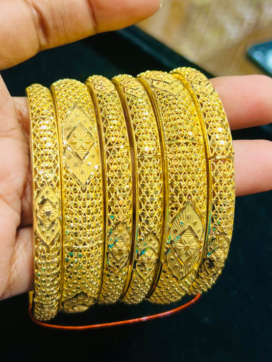 Classic Gold Plated Churi Set – Timeless Ethnic Bangles for Women Mirpur Jewelry City