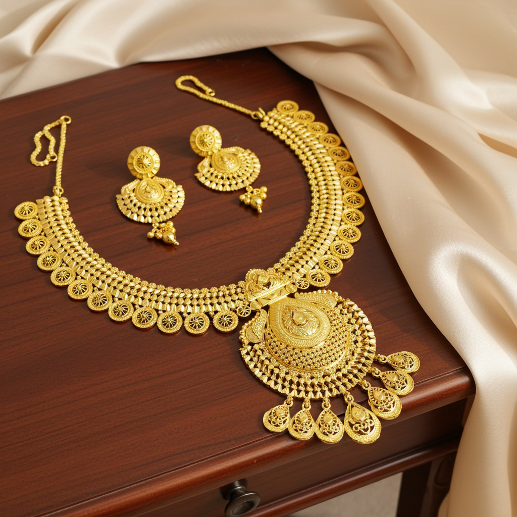 22k Gold Polish Necklace – Long-lasting Color, Imported Craftsmanship Mirpur Jewelry City