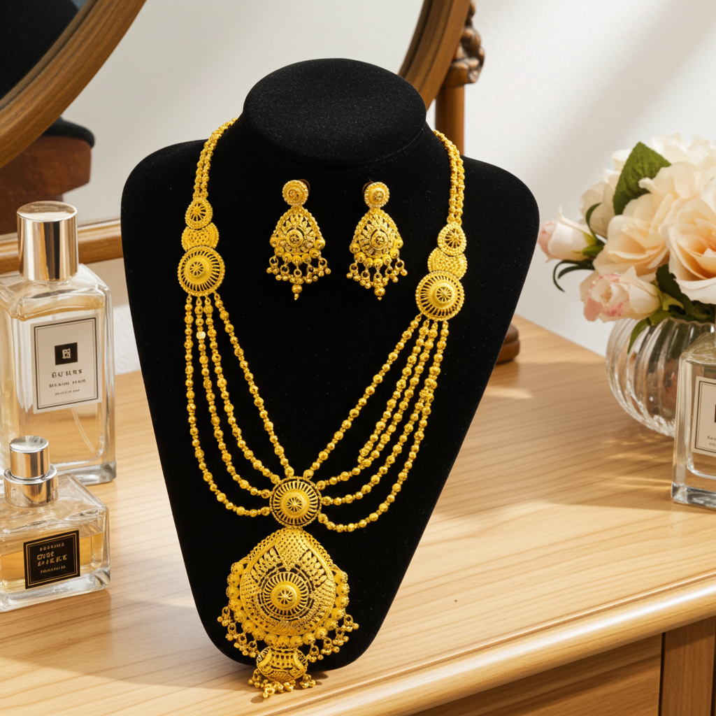 22K Gold Plated Bridal Shita Necklace Set | Bridal Wedding Jewelry Mirpur Jewelry City