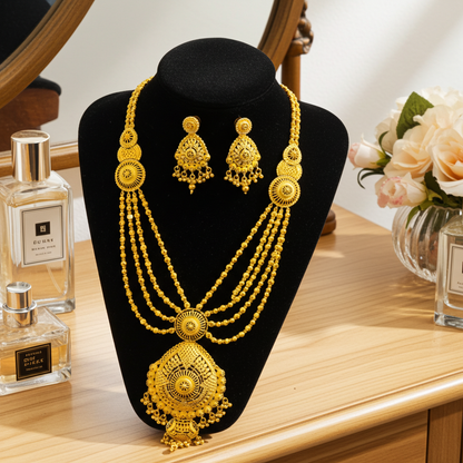 22K Gold Plated Bridal Shita Necklace Set | Bridal Wedding Jewelry Mirpur Jewelry City