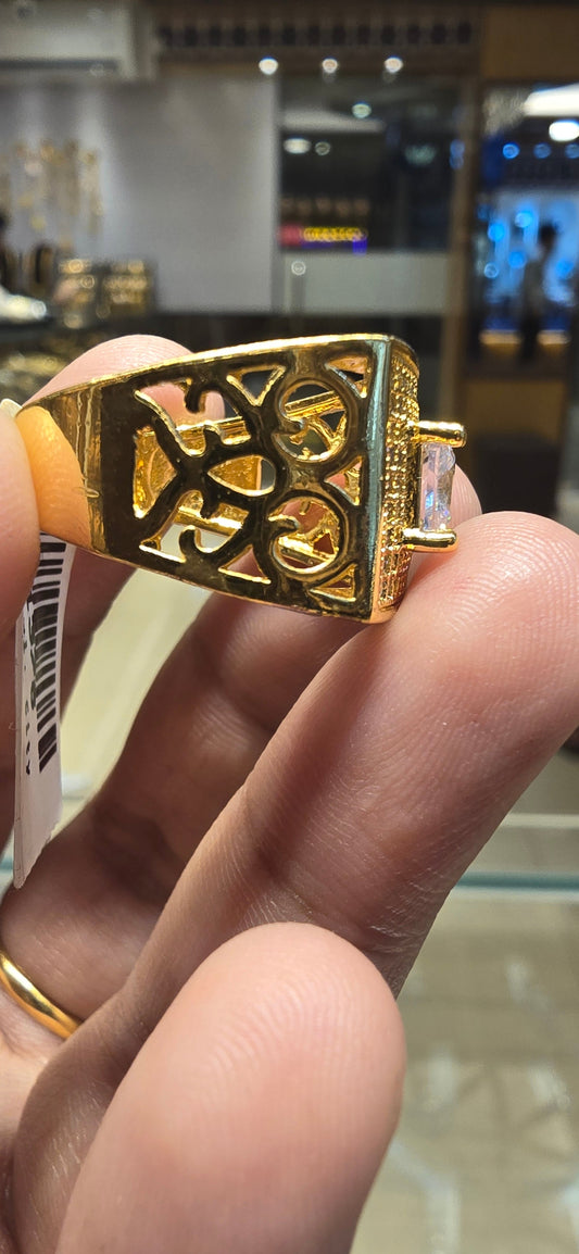 22k Gold Look white stone unisex Ring Mirpur Jewelry City