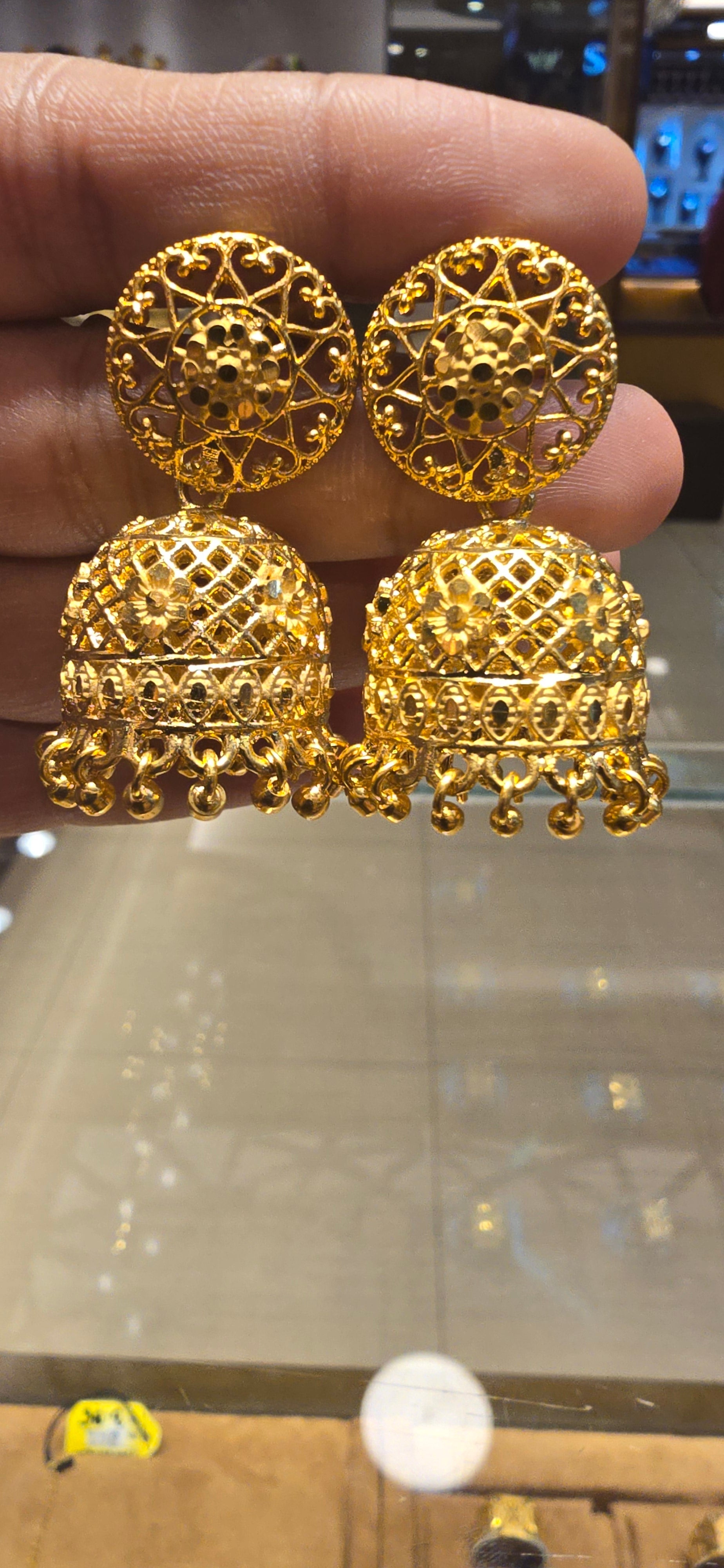22k Gold Polish Jhumka Earrings Mirpur Jewelry City