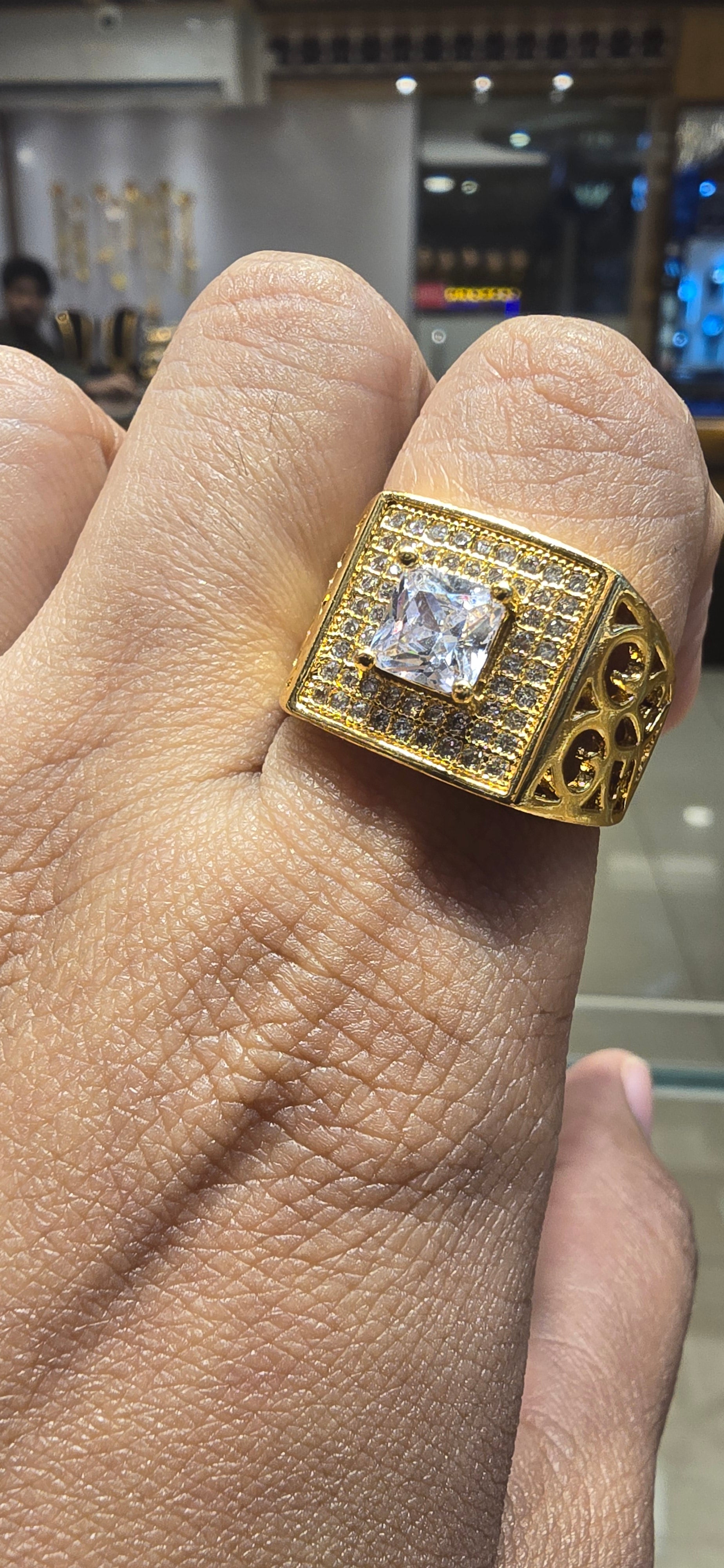 22k Gold Look white stone unisex Ring Mirpur Jewelry City