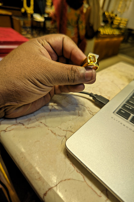 Exclusive yellow stone mens fingerring - Mirpur Jewelry City