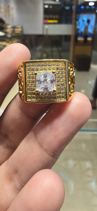 22k Gold Look white stone unisex Ring Mirpur Jewelry City
